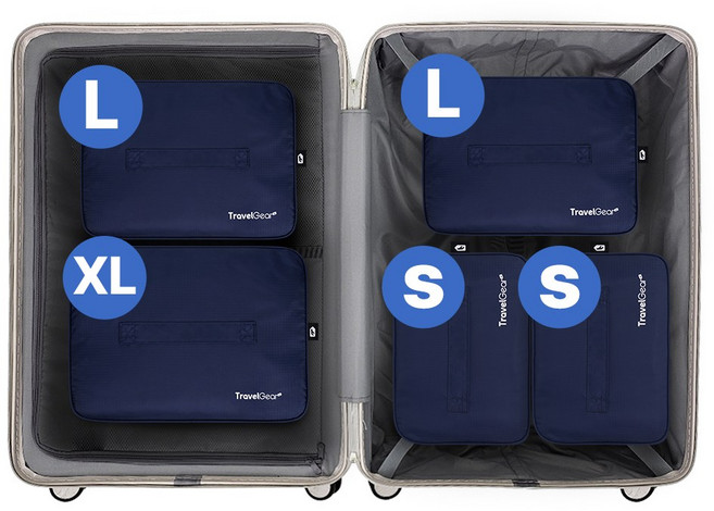 [28인치 캐리어] 트래블기어 더담아 압축파우치 세트 S+S+L+L+XL