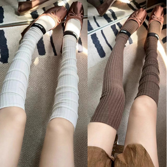 바디랜드 다리가 날씬해 보이는 셔링 롱 삭스 2켤레