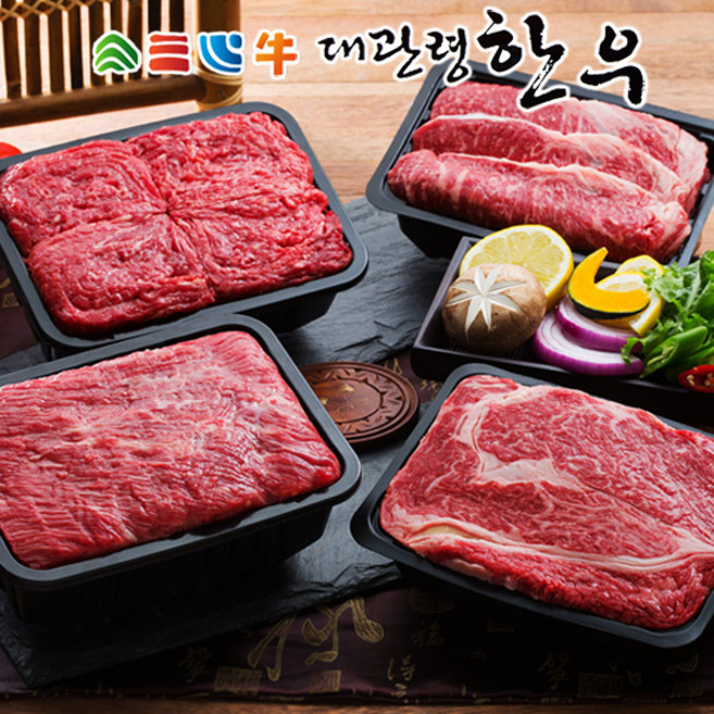 대관령한우 1등급이상 럭셔리플러스2호(2.4kg)/등심+채끝+국거리+불고기, 상세 설명 참조, 1개