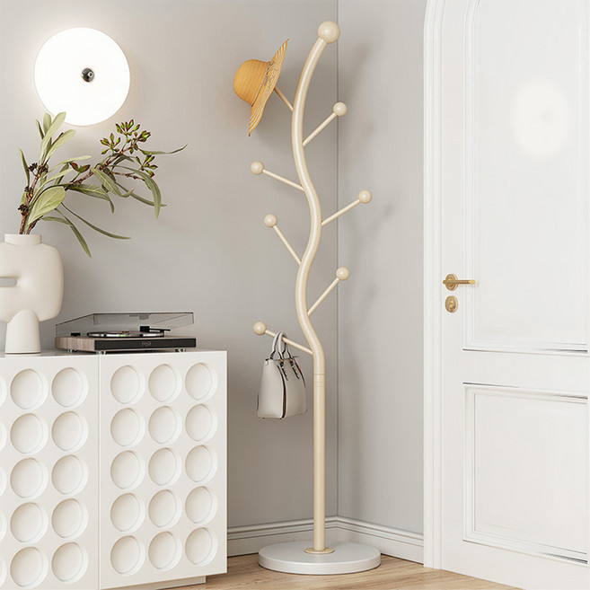 Bornoon S자형 철제 스탠드 옷걸이 행거 튼튼한 스탠드행거 원판형 178CM, 아이보리 IVORY