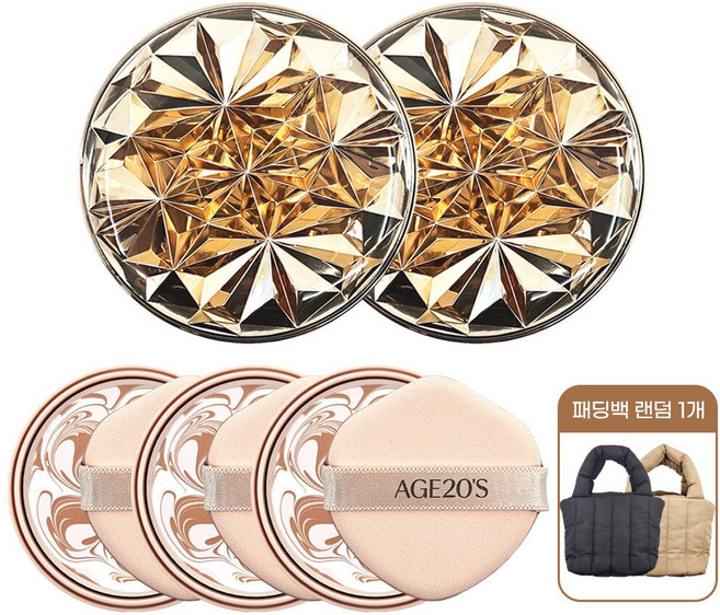 [홈쇼핑 최신상] 에이지투웨니스 에센스 커버 팩트 로얄골드(본품2+리필3+패딩백), 23호+패딩백 세트, 1개