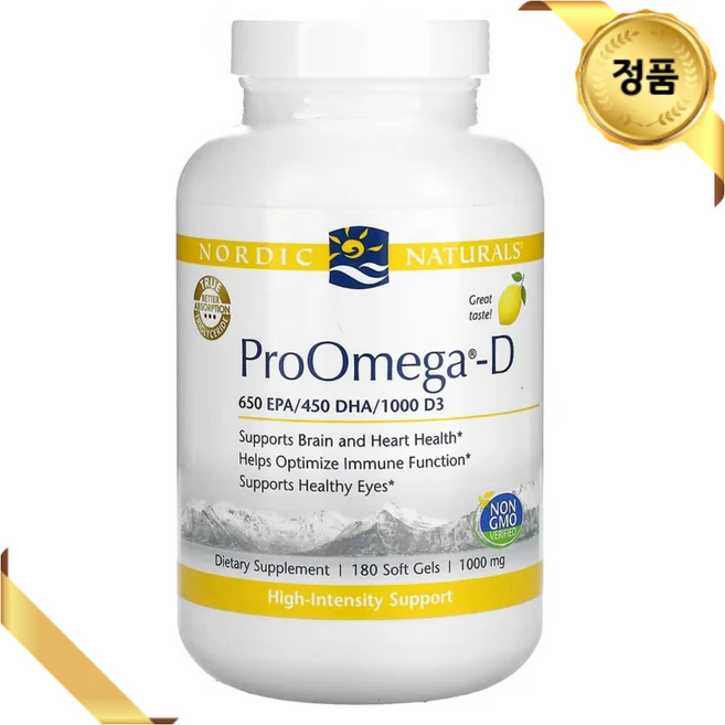 노르딕내츄럴스 프로오메가-D 레몬 1000mg 소프트젤, 180정, 1개 - 쿠팡
