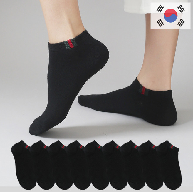 49년양말장인 여성용 프리미엄 삼선 포인트 발목 스니커즈 양말 10켤레 세트