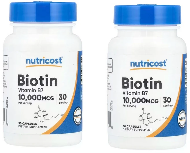 뉴트리코스트 바이오틴 비오틴 10000mcg 30캡슐 2개 비타민b7 맥주효모 Biotin, 30정 - 쿠팡