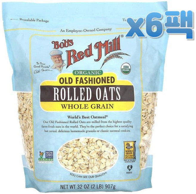 Bobs Red Mill 밥스레드밀 오가닉 올드 패션드 납작귀리 907g x6봉, 6개