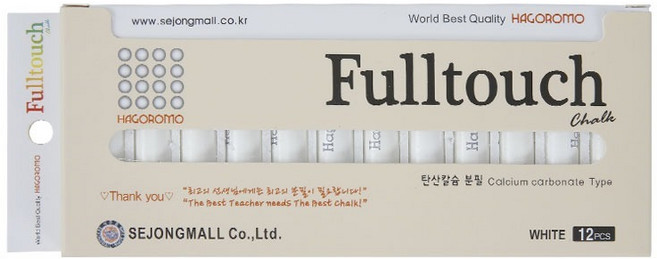 HAGOROMO Fulltouch 粉筆 10色 (12支裝), 1個, 羽衣粉筆 白色（12支裝）