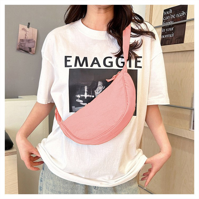 [1+1] 반달가방 반달백 크로스백 여행용 슬링백 숄더백 만두가방 11색상 (봄 시즌 할인), 2개, 핑크