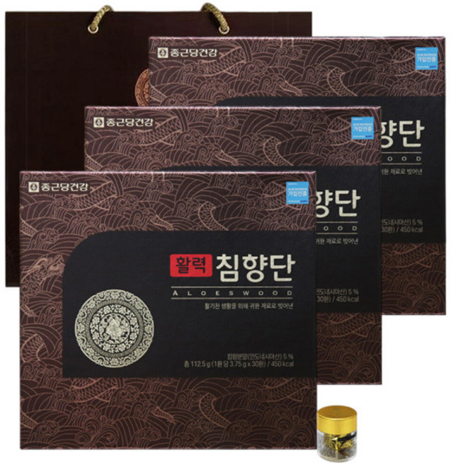 침향 당귀 대추 벌꿀 갈근 녹용 종근당 건강 활력 침향단 3.75g 60환, 3개, 225g