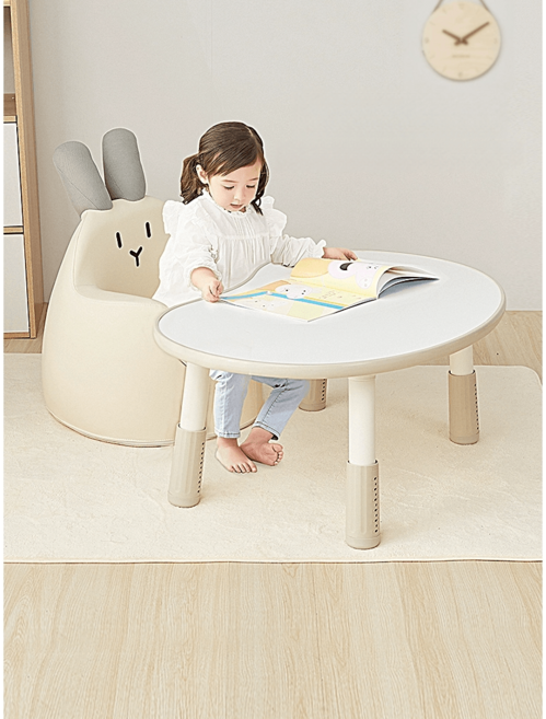 초등학생책상 유아테이블 어린이공부 간단설치 친환경소재, 라이트블루 공룡세트 (높이 28-38cm)