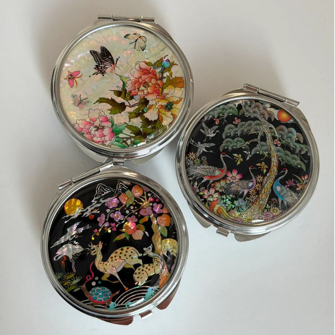 HARUH 천연자개 휴대용약통 보석함 선물포장 자개십장생(블랙), 1개