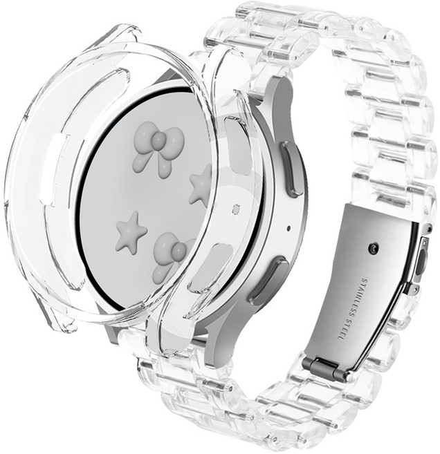 아이메이드잇 갤럭시워치 호환 블럭 스트랩 케이스 세트, 클리어