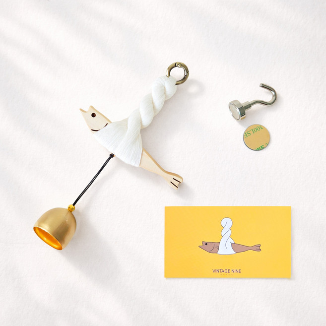 원목 액막이명태 북어 풍경 도어벨, 명태도어벨+고리자석