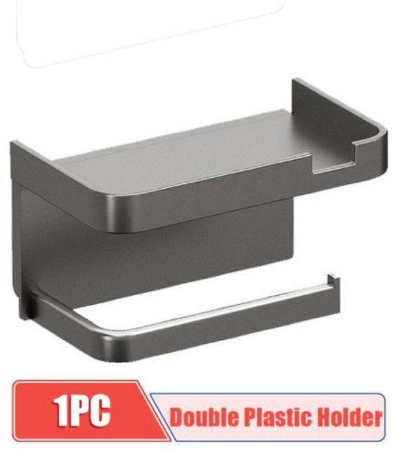 두루마리휴지걸이 화장실 욕실 인테리어 변기 종이 거치대 벽걸이 플라스틱 휴대폰 보관 랙 선반 WC 싱글더블 티슈 박스, 4) 1pc-Double-Gray, 1개