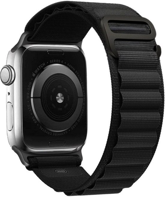 애플워치 호환 스포츠 알파인 루프 스트랩 울트라1/2/3 11 10 9 8 7 3 SE1/2/3, 블랙/블랙, 1개