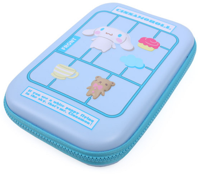 볼록볼록 귀여운 시나모롤 케릭터가 입체감이 있는 튼튼한 파우치, 블루