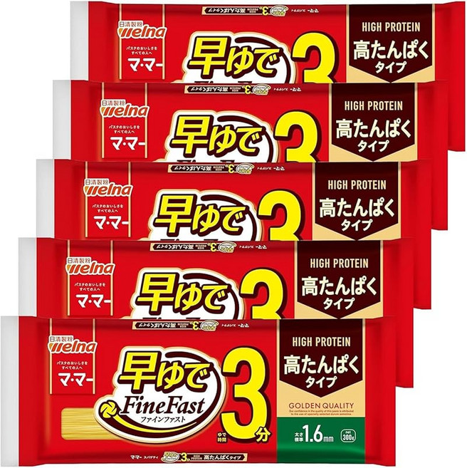 마마 고단백 스파게티 이른 삶은 3분 1.6mm 300g×5봉 약 15인분 파스타 국수 단백질 / 건면 100g당 20.3g 영양 균형 알덴테 시단 쉬운 요리 간편 FineFast, 1개, 1g