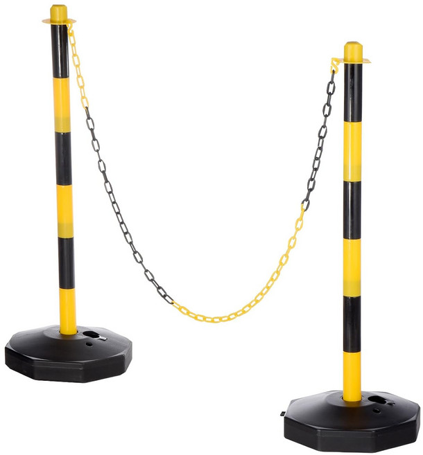 체인 차단봉 주차금지봉 주차금지 표지판 오뚜기 2P, 블랙옐로우, 1세트