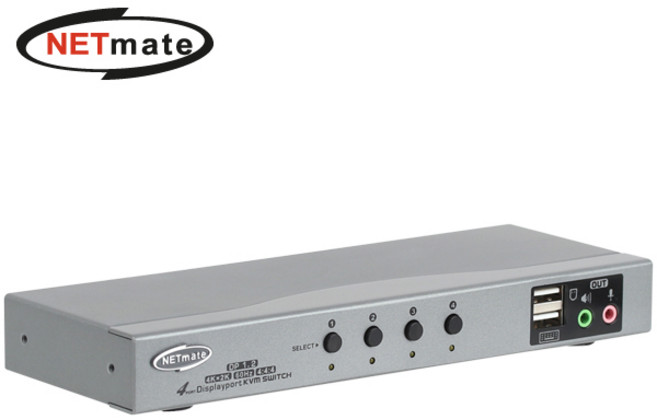 강원전자 넷메이트 NM-DKD04C 4K 60Hz Displayport KVM 4:1 스위치(USB/케이블 포함), 1개