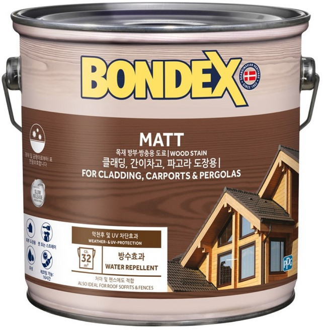 본덱스 MATT 오일스테인 2.5리터 1개 목재 도료 2.5L 목재보호 마감, 729 티크