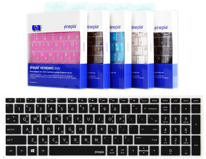 카라스 HP HP 파빌리온 x360 15-BR~ 15.6인치-한영 자판 키보드커버, 문자인쇄-블랙(x360 15-BR-), 1개