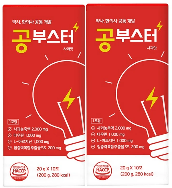 수험생 집중력 영양제 공부스터 20gx10개 (2BOX), 2박스, 200g - 쿠팡