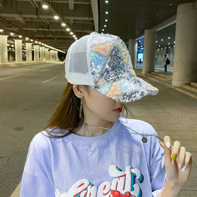 f006721_큐빅스팽글 야구모자 썬바이저 골프볼캡 반짝이 캐주얼모자 연예인볼캡 커플모자 썬캡