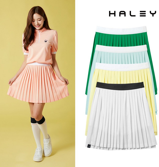 헤일리골프 여성 피케 밴딩 플리츠 큐롯 스커트 HUBKK1202