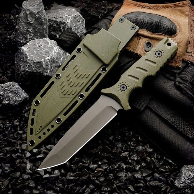 서바이벌 나이프 K489 캠핑 낚시 두꺼운 풀탱 칼, 사막색