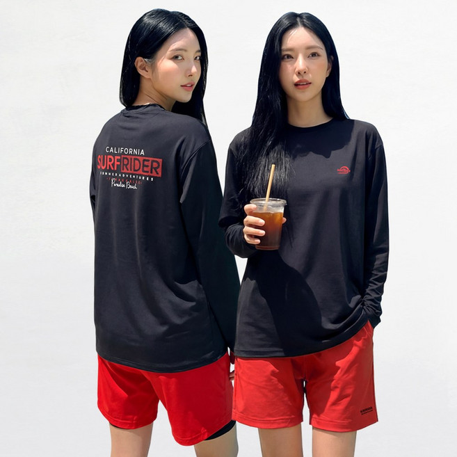 서프라이더 여성 상하의 2장세트 래쉬가드+레깅스반바지 자외선차단 체형커버 루즈핏 빅사이즈 5color /SURFRIDER