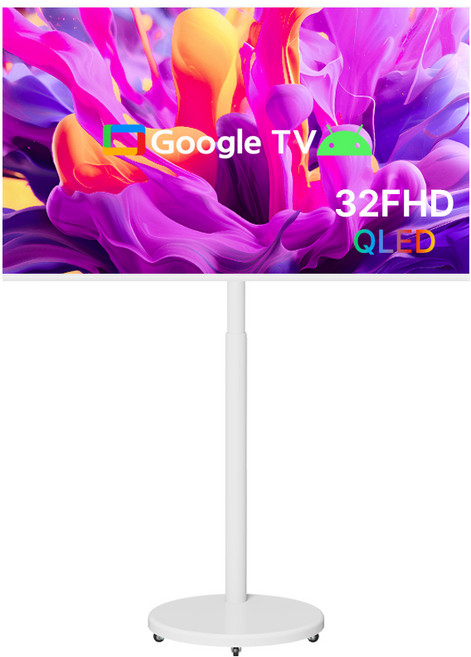 무빙큐빅스 스마트 32인치 FHD QLED 삼탠바이미 X1시리즈 화이트에디션 셋트 이동식 tv 거치대 스탠바이미 삼텐 중소바이미, 고객직접설치, 스탠드형, 81cm/32인치