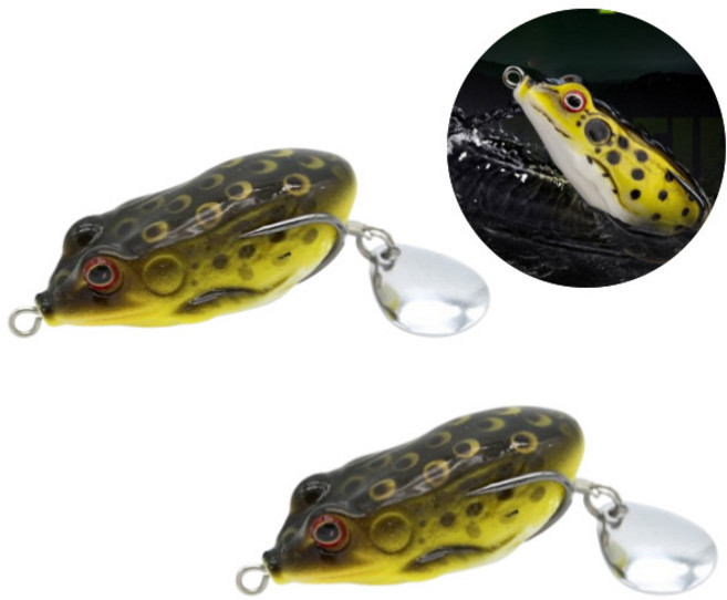 도나토르 개구리 프로그 루어 낚시 가짜미끼 배스, 2개, 블랙