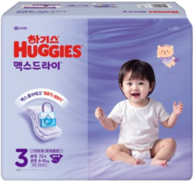 하기스 맥스드라이 밴드형 기저귀 남녀공용 중형, 3단계, 864매