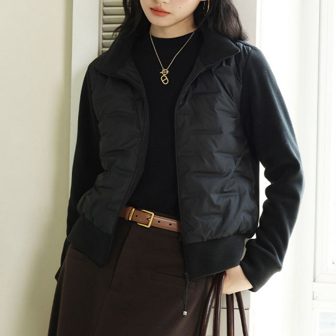 스토리원 여성 플리스 패딩 점퍼 배색 후리스 WM-FWOT024