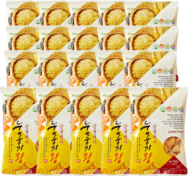 순천쌍지뜰 HACCP 국내산 찹쌀현미누룽지왕 2000g, 100g, 20개