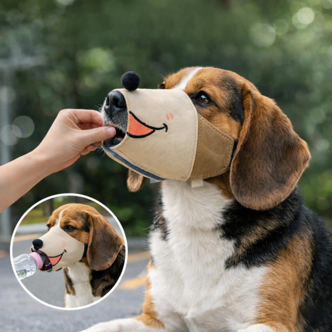 지금도착 물간식가능 숨쉬기편한 귀여운 반려견입마개 강아지입마개, 1개, 브라운, M