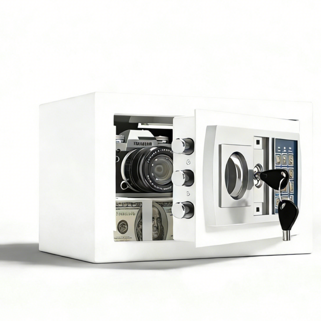 디지털금고 중형금고 가정용금고 사무실금고 내부선반 1단 금고 비밀번호 금고 20CM, 흰색