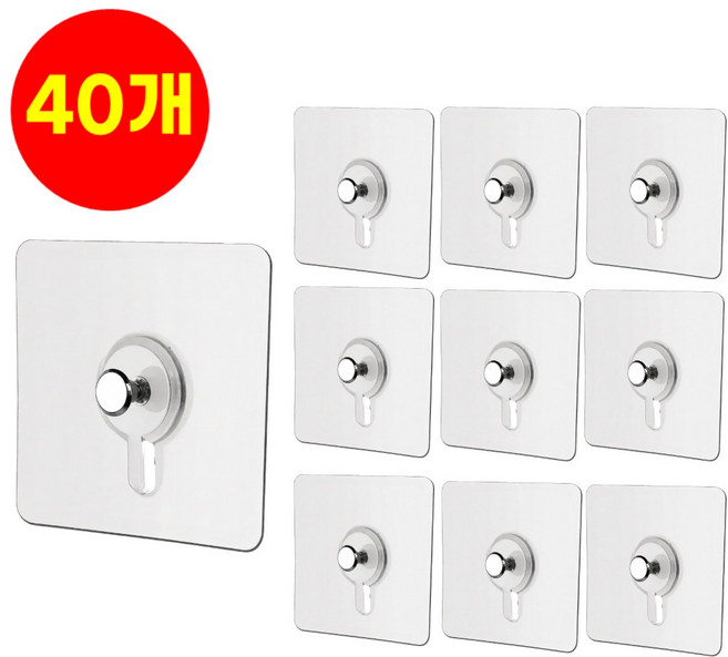 호아인터 무타공 초강력 접착식 시계 액자 걸이 후크, 40개, 투명