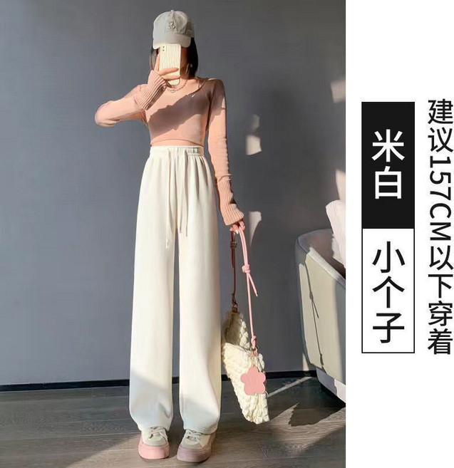 黑色闊腿褲 建議158-164CM 穿著 高腰垂感休閒長褲