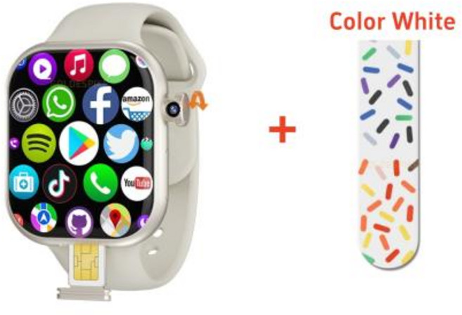 VP29 스마트 시계 VP 시리즈 2.29인치 안드로이드 5G 스마트워치로터리 카메라 포함 GPS whatsapp Tiktok App Wifi 연결, [00] 4GB 64GB, [00] Silver Color White