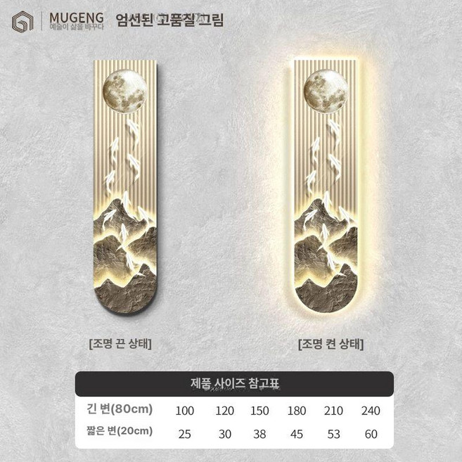 액자 인테리어액자 럭셔리 무드등 벽걸이 리모컨 거실, UV 샌드스톤+매트 텍스처 질감, M 904 어피시브 스트레이트 C