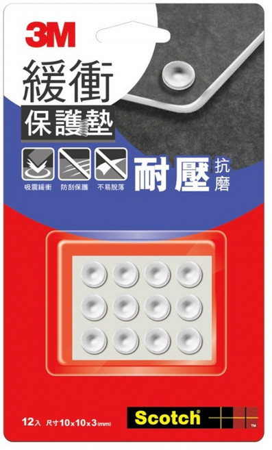 3M 緩衝保護墊-透明圓型10mm, 1個