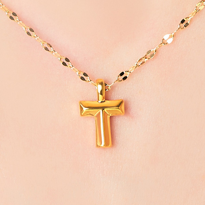 [러브넛]24K골드 순금 여성 데일리 포인트 목걸이 그레이스 T 펜던트+18K GP 브라스 체인 증정