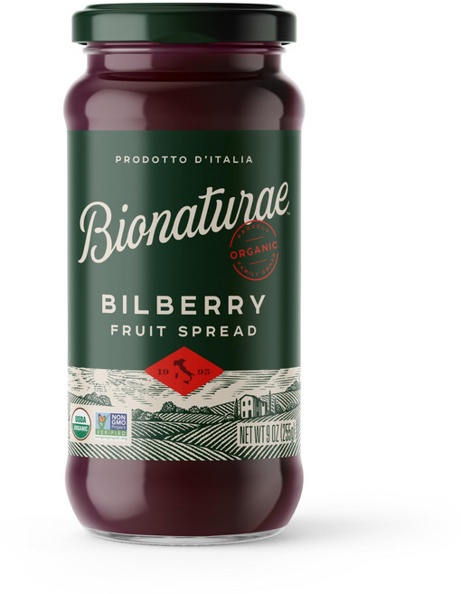 비오나투라에 유기농 빌베리 과일 스프레드 - 유기농 젤리 Bionaturae Organic Bilberry Fruit Spread - Jelly Organic Non-GMO, 1개, 255g