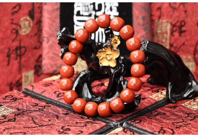 TIBUKKYO德榕藏品 南紅瑪瑙桶珠手鍊 柿子紅 滿色滿肉 10x9mm 19cm