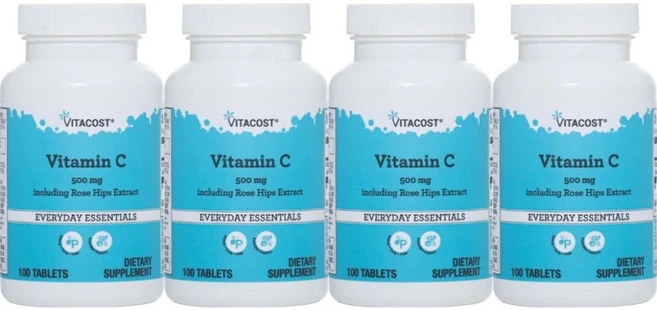 비타코스트 비타민 C 500mg 로즈힙, 4개, 100정, 100정 - 쿠팡