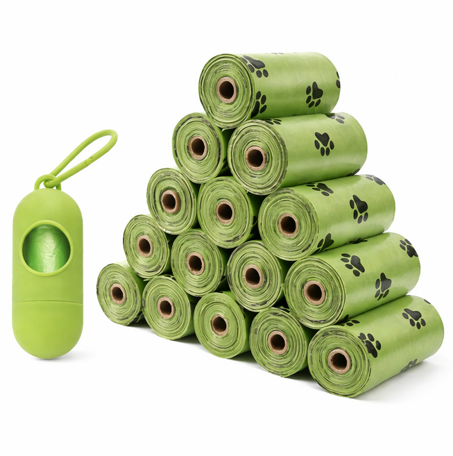 헬퍼샵 반려동물 배변봉투 대용량 리필형 케이스, 12개, 15개입, 그린 케이스 포함