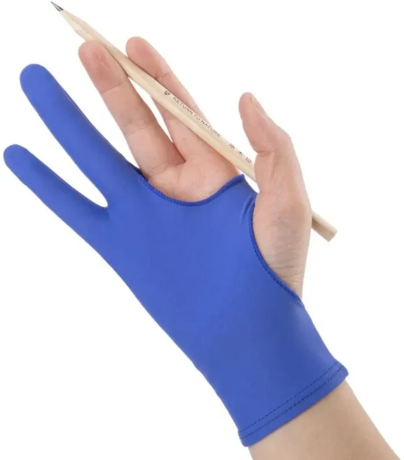 표준 터치 스크린 스타일러스 안티 스크래치 블랙 블루 그레이 핑크 태블릿 드로잉 장갑 스크린 장갑 페인팅 두 손가락, blue L with palm