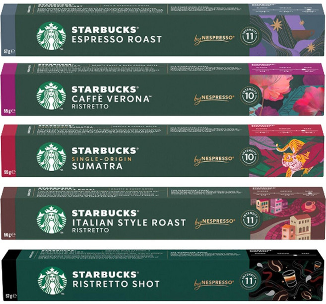 스타벅스 네스프레소 캡슐 커피 강한 바디감 5종모음 셋트구성, 1세트, 50개입, 55g