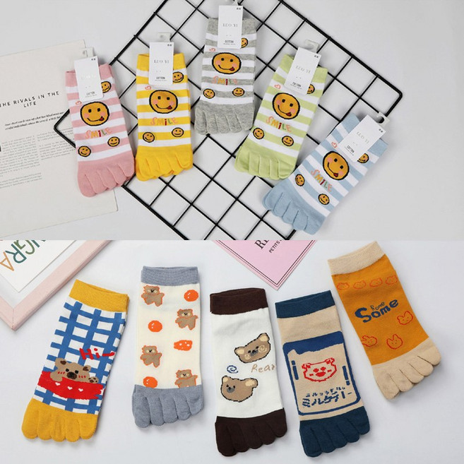 남성 여성 양말 세트 봄 여름 가을 겨울 프리미엄 짧은 발가락 단목 양말 5켤레