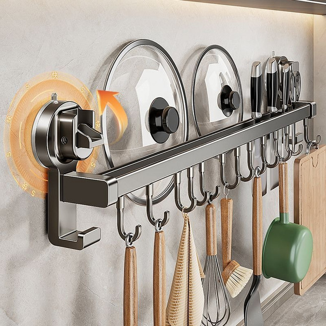 호밍사이 무타공 조리도구걸이 빨판 국자걸이 주방 조리도구 걸이 주방국자걸이거치대 주방용품, 1개, 멜란지그레이